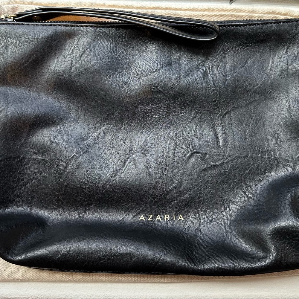 Azaria Black Leather Clutch